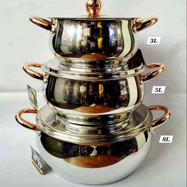 Casseroles en acier importé trois pièces