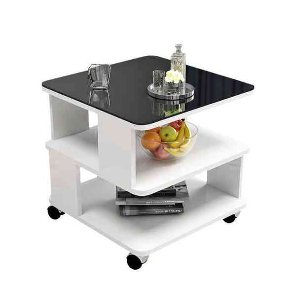 Tables d'appoint nordiques modernes en verre trempé Table basse à 2 couches