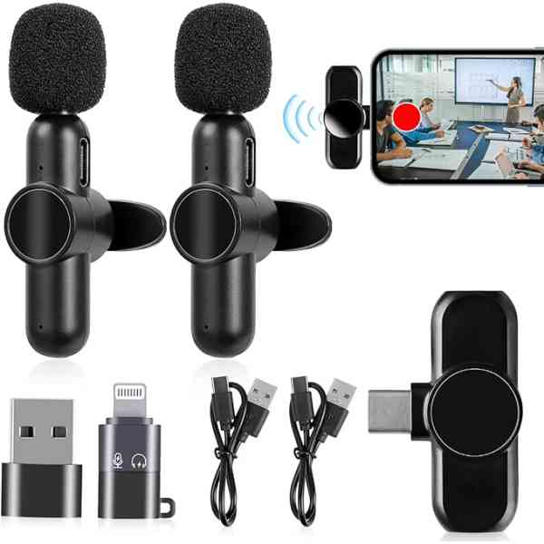 Microphone sans fil Type-C pour iPhone, iPad, Android, Plug & Play