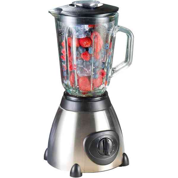 Mixeur avec broyeur sur socle ITO en acier inoxydable avec pichet en verre de 1,5 L, moulin à café et fonction glace pilée