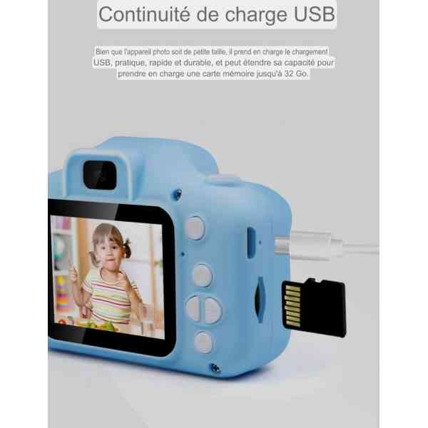 Appareil photo pour enfants avec sac de transport et carte SD - Cadeaux pour garçons et filles de 3 à 12 ans