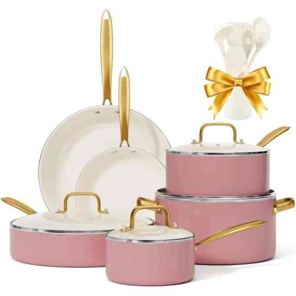 Casseroles et poêles en céramique antiadhésives modernes de luxe à base d'induction en aluminium coloré