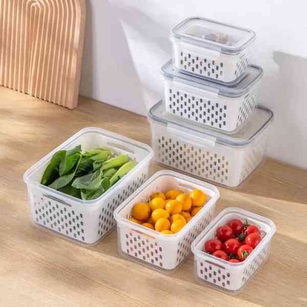Lot de 3 box de rangement avec 3 passoires