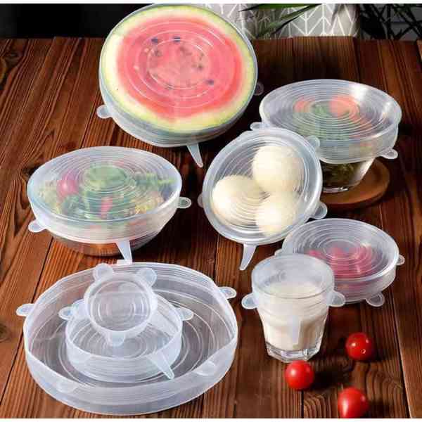 Série de 6 couvercles extensibles en silicone réutilisables pour la conservation des aliments et des fruits