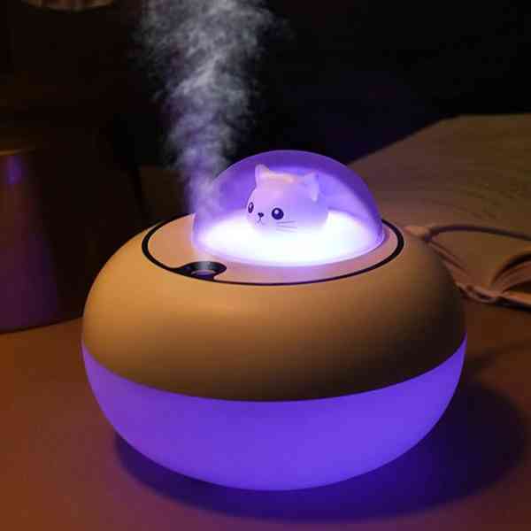 Humidificateur léger et élégant avec sculpture de chat mignon pour la maison