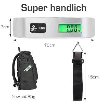 Balance à bagages numérique portable à suspendre avec écran LCD et rétroéclairage Fonction tare Pratique pour les voyages BQD...