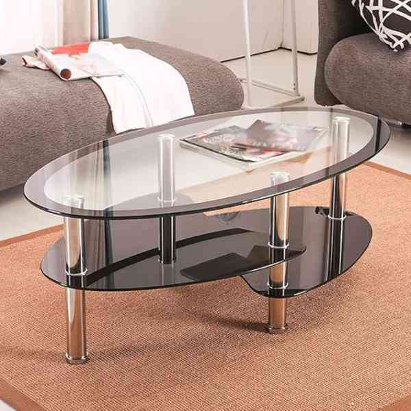 Table de salon moderne et élégante en verre et métal