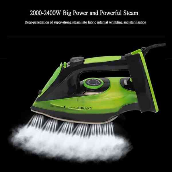 Fer à vapeur sans fil, 2400 Watt, 370 ml de réservoir d’eau avec station de base, plaque en céramique (vert)