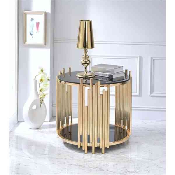Table basse en verre noir / or