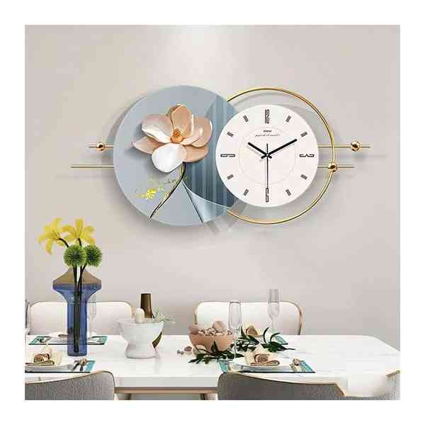 Creative Metal Wall Clock, Chambre Bureau Salon Décoration Silencieux Non-Ticking 65 x 33 cm