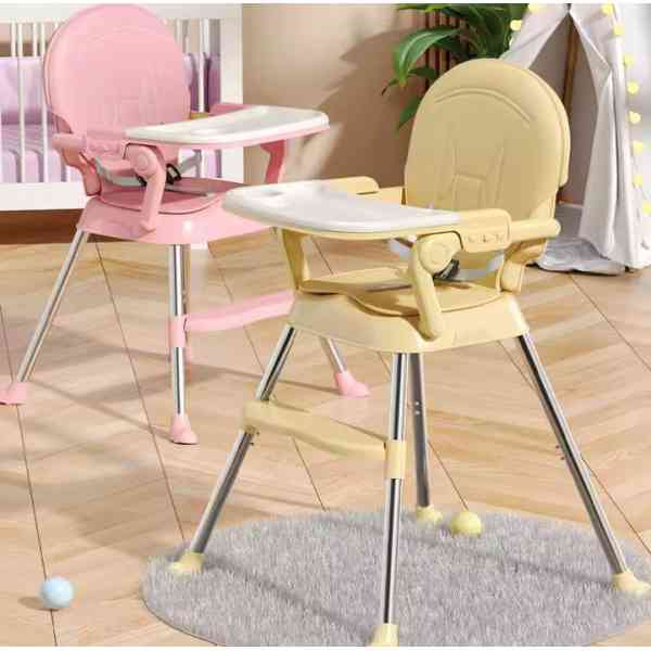 Table et chaises de salle à manger pour bébé Siège pour bébé portable en acier inoxydable avec coussin