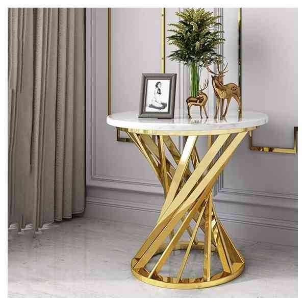 Petite table basse ronde blanche, simple et moderne en marbre