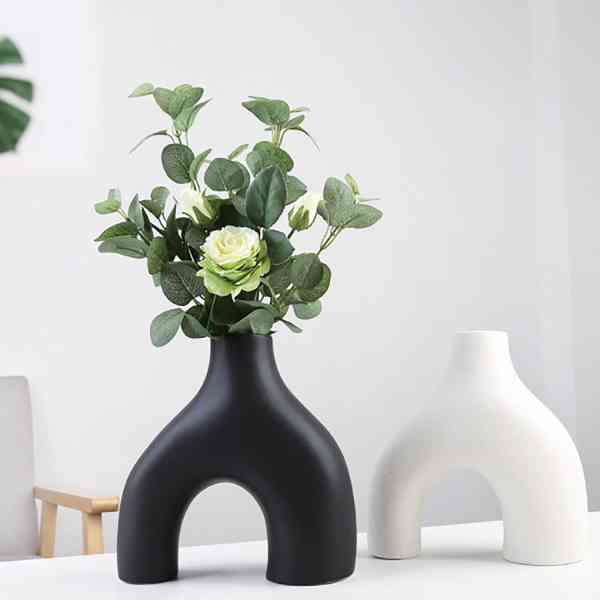 Vase nordique créatif en céramique de décoration d'intérieur unique pour fleurs