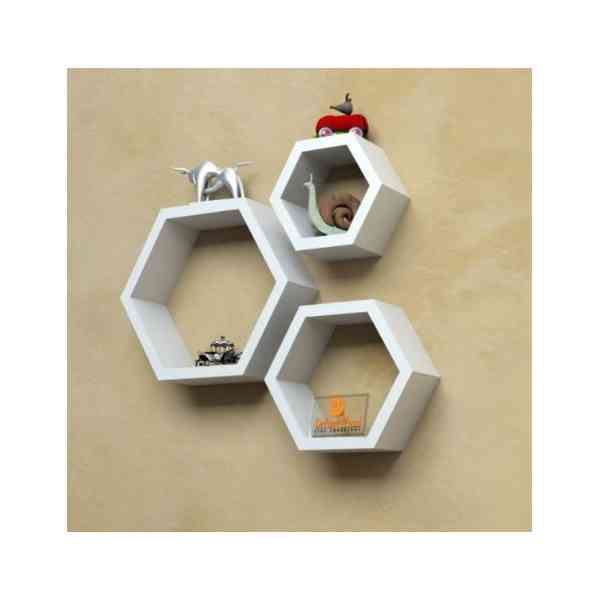 Etagère décorative hexagonale de 3 pièces