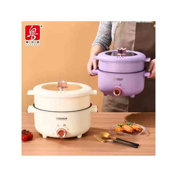 Casserole électrique antiadhésive avec couvercle en verre, cuiseur vapeur, cuisinière électrique