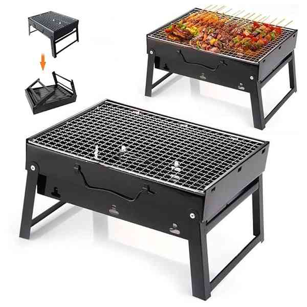 Barbecue à Carbone en Acier Inoxydable, Réglable et Amovible