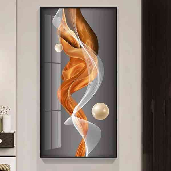 Art mural minimaliste, peinture à l'huile texturée de style lumineux, motif en forme de plume 20*39 pouces