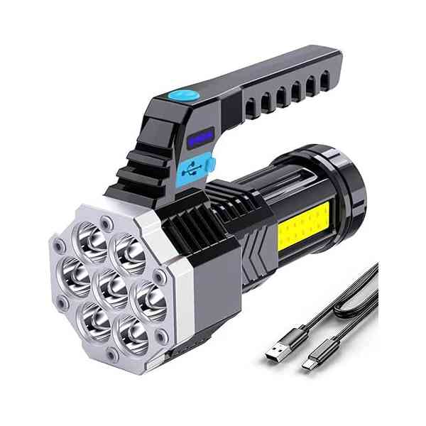 Lampe de poche portable 7 LED + COB rechargeable par USB, 400 lumens