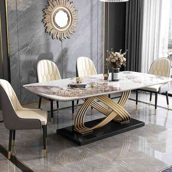 Table à manger moderne en pierre frittée