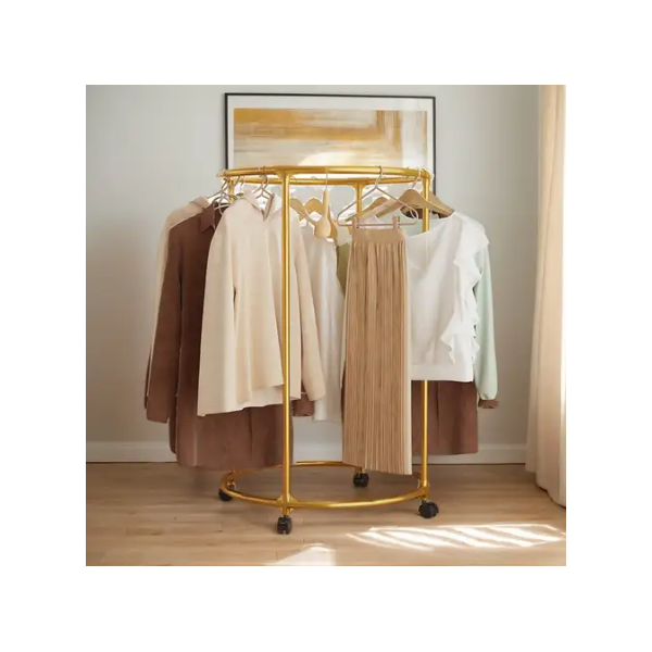 Portant à vêtements Rond en métal avec étagère supérieur