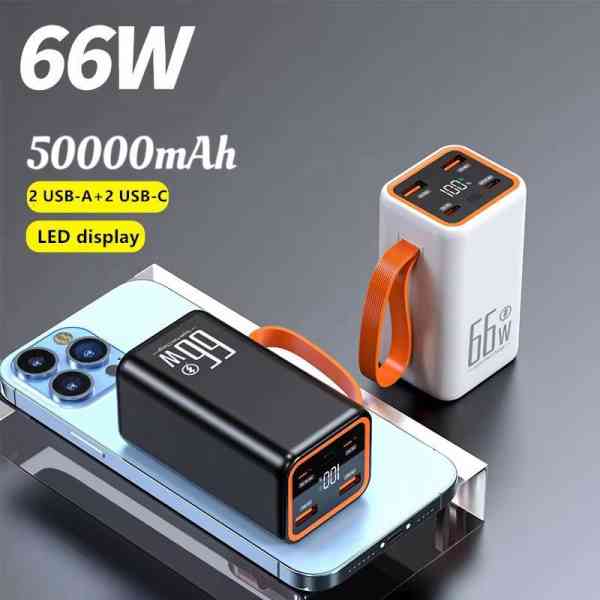 Quick charge power bank, portable charger, external battery, 20000mAh, 66W PD, iPhone, Huawei, Xiaomi, Samsung
