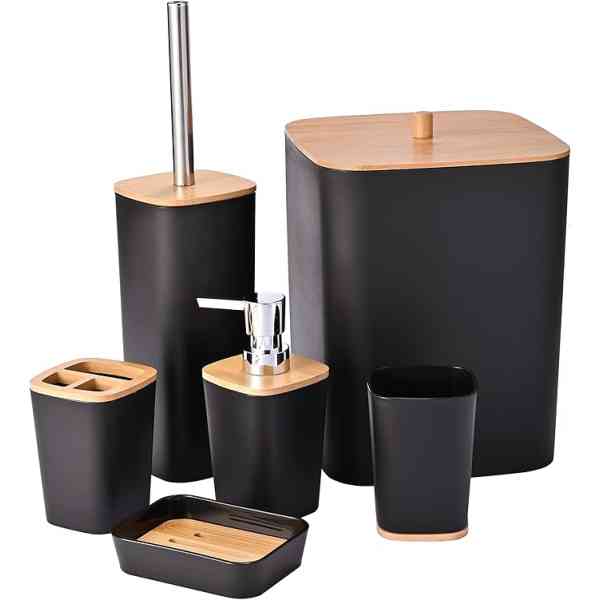 Ensemble de salle de bain contemporain, porte-brosse à dents, distributeur de savon, porte-savon etc ...
