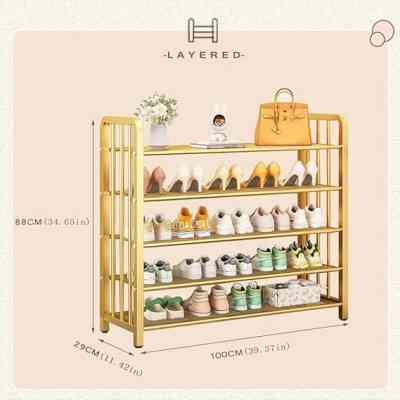 Étagère à chaussures en métal, 5 niveaux, rangement à bord étroit, gain de place, pour couloir, dortoir, salon EJXDS000245 S... Étagère à chaussures en métal, 5 niveaux, rangement à bord étroit, gain de place, pour couloir, dortoir, salon EJXDS000245 S...