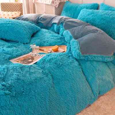 Ensemble de literie en velours de vison doux confortable, couverture en fausse fourrure animale 01 Couette - 01 drap - 04 tai... Ensemble de literie en velours de vison doux confortable, couverture en fausse fourrure animale 01 Couette - 01 drap - 04 tai...