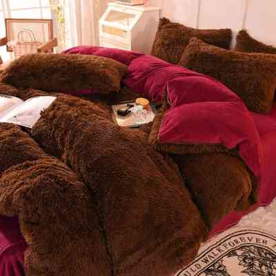 Ensemble de literie en velours de vison doux confortable, couverture en fausse fourrure animale 01 Couette - 01 drap - 04 tai... Ensemble de literie en velours de vison doux confortable, couverture en fausse fourrure animale 01 Couette - 01 drap - 04 tai...