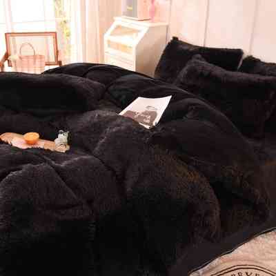 Ensemble de literie en velours de vison doux confortable, couverture en fausse fourrure animale 01 Couette - 01 drap - 04 tai... Ensemble de literie en velours de vison doux confortable, couverture en fausse fourrure animale 01 Couette - 01 drap - 04 tai...