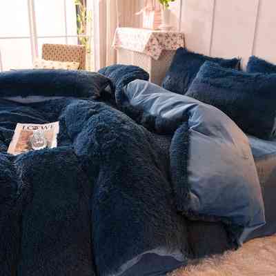 Ensemble de literie en velours de vison doux confortable, couverture en fausse fourrure animale 01 Couette - 01 drap - 04 tai... Ensemble de literie en velours de vison doux confortable, couverture en fausse fourrure animale 01 Couette - 01 drap - 04 tai...