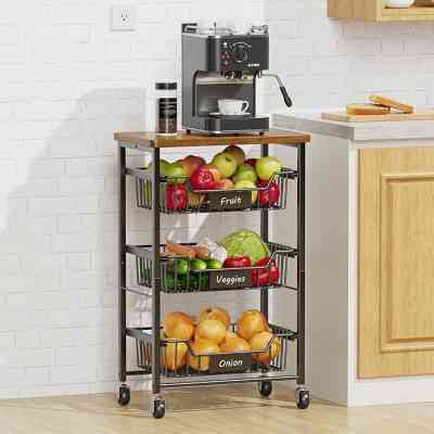 Chariot à roulettes en métal à 3 niveaux pour légumes ou fruits de cuisine EJXDS000250 Electroménager & Entretien 32 500 FCFA Chariot à roulettes en métal à 3 niveaux pour légumes ou fruits de cuisine EJXDS000250 Electroménager & Entretien 32 500 FCFA