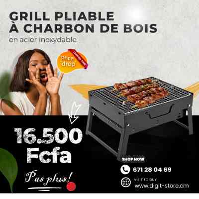 Grill pliable à charbon de bois en acier inoxydable Accueil 16 500 FCFA Grill pliable à charbon de bois en acier inoxydable Accueil 16 500 FCFA