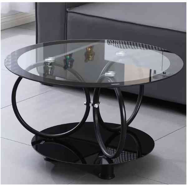 Table basse en verre avec pieds en fer, design unique et moderne pour salon