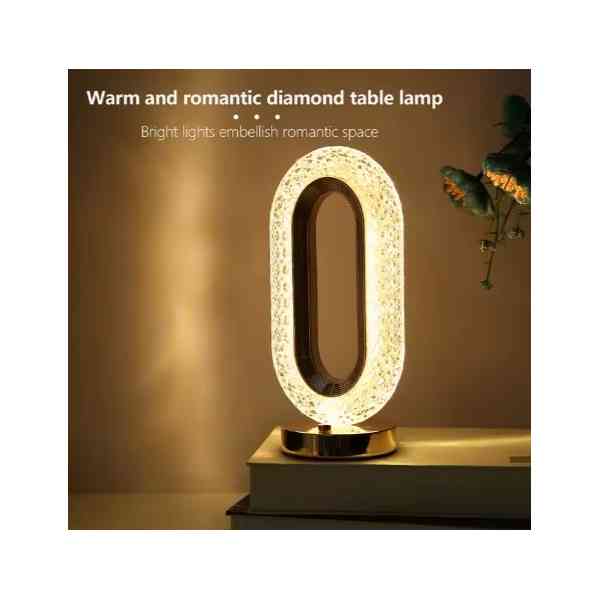 Lampe de table en cristal rechargeable 3 couleurs à gradation LED
