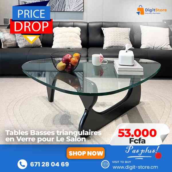 tables basses triangulaires en verre pour le salon
