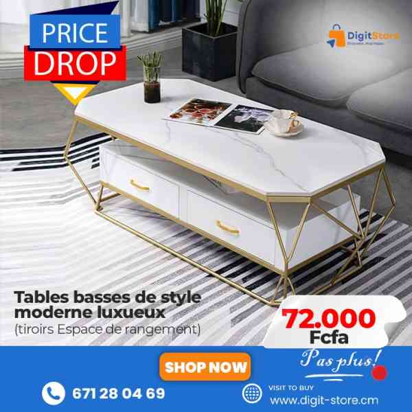 tables basses de style moderne luxueux (tiroirs espaces de rangement)