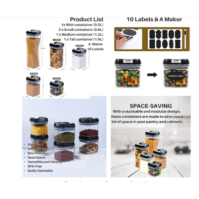 Lot de 5 récipients hermétiques pour aliments de cuisine MEDS0001 Electroménager & Entretien 16 000 FCFA
