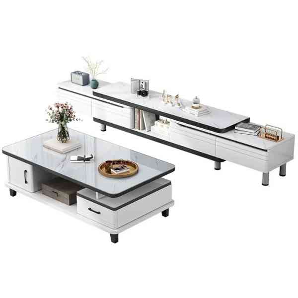 combinaison de meuble TV + table basse blanche, l'appartement, le luxe