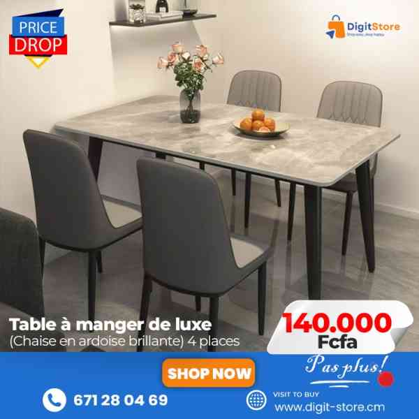 Salle a manger: Table a manger de luxe + chaises en ardoise