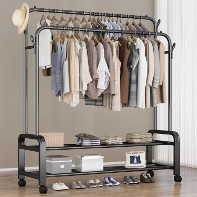 porte vêtements à double tige mobile avec crochets et roulettes Style & confort 20 500 FCFA