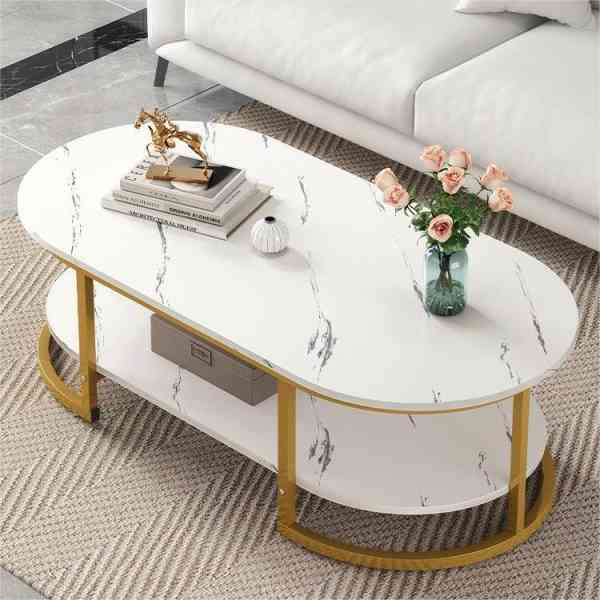 TABLE BASSE INDUSTRIELLE MODERNE – BLANC & NOIR