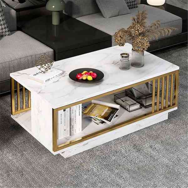 TABLE BASSE MODERNE EN MDF ET ACIER