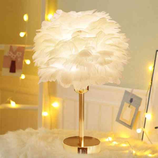 Lampe de table à plumes