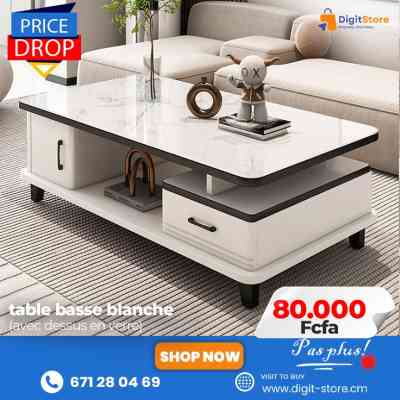 table basse blanche (avec dessus en verre) Panier Festif 80 000 FCFA