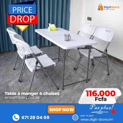 Ensemble Table et Chaises Pliantes en Plastique HDPE MIDS0002 Panier Festif 125 000 FCFA