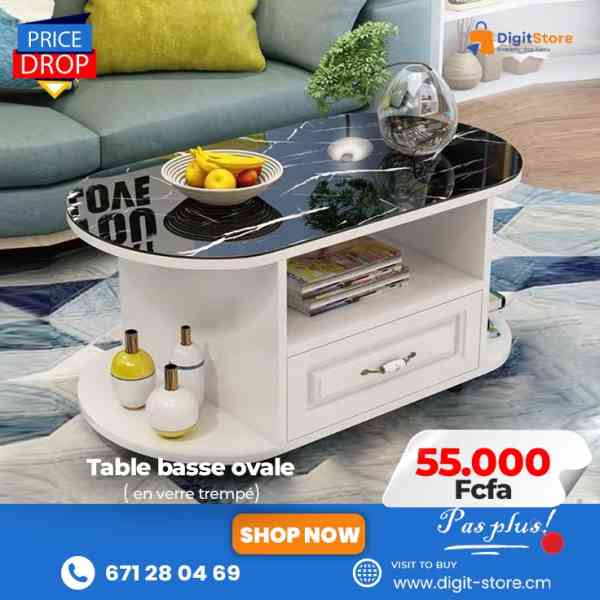 table basse ovale en verre