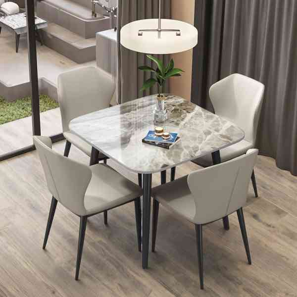 Ensemble de Table de Salle à Manger Moderne en Pierre de Marbre