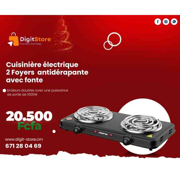 cuisinière électrique 2 foyers antidérapante avec fonte