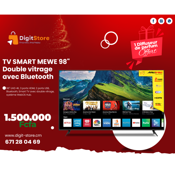 TV SMART MEWE 98" Double vitrage avec Bluetooth